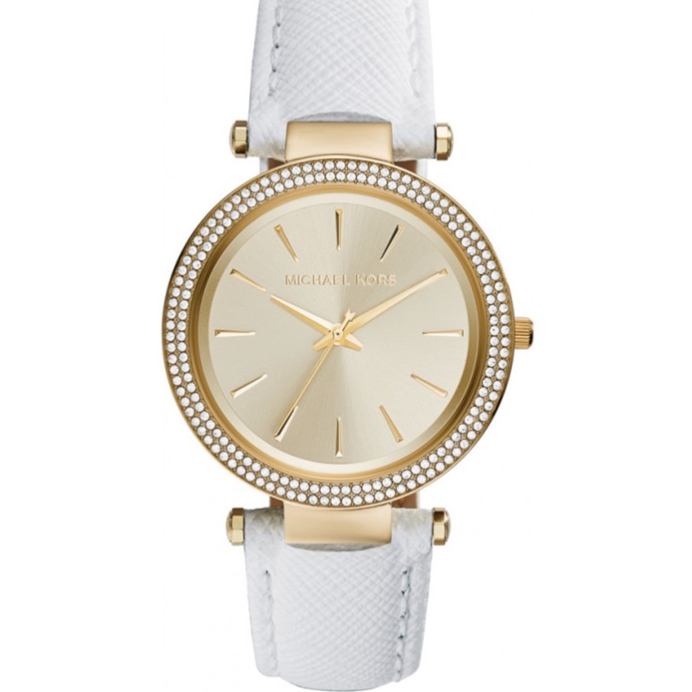 Michael Kors White Leather Stainless Steel Watch